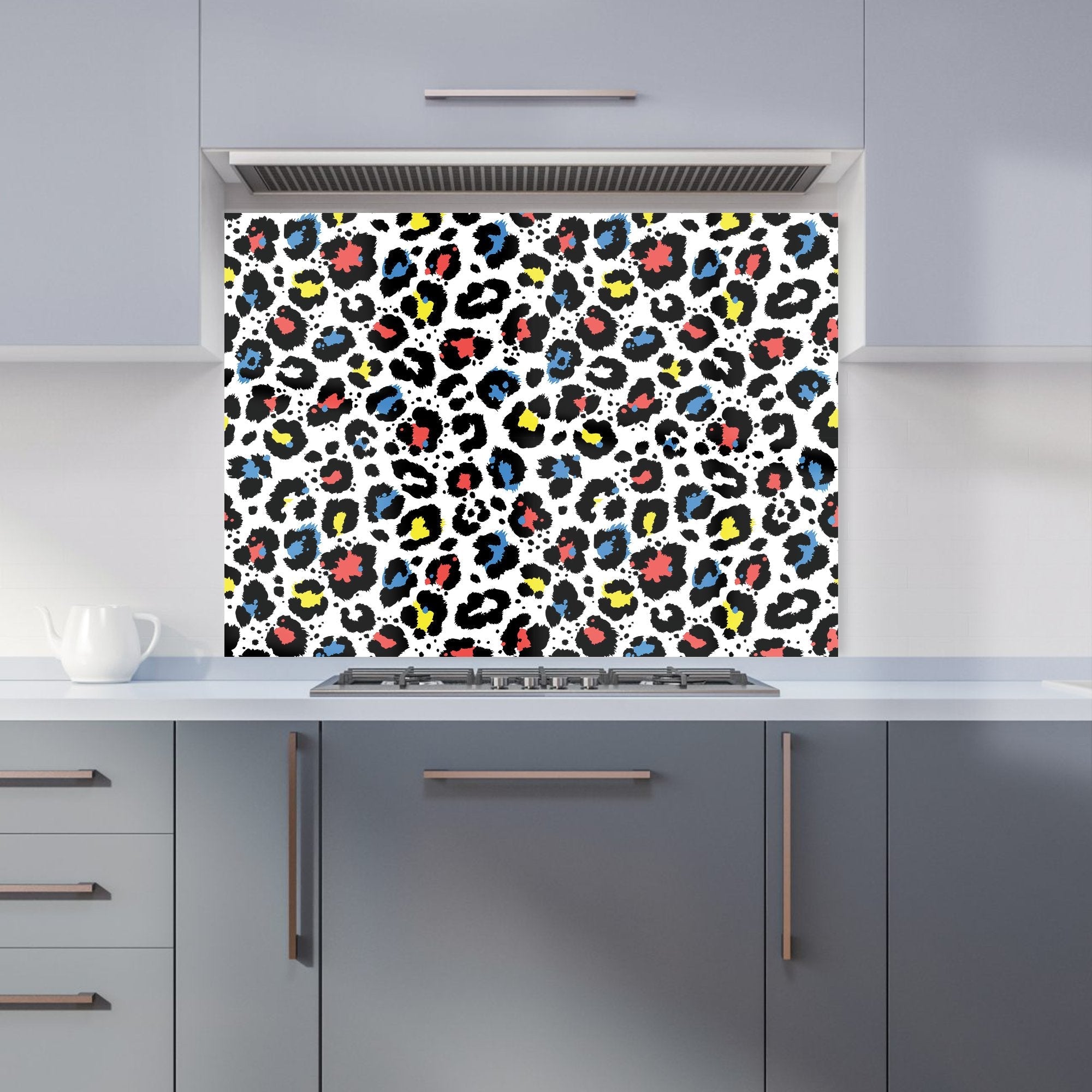 Coloured Leopard Print Kitchen Splashback