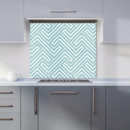 Blue And White Geometric Pattern Kitchen Splashback