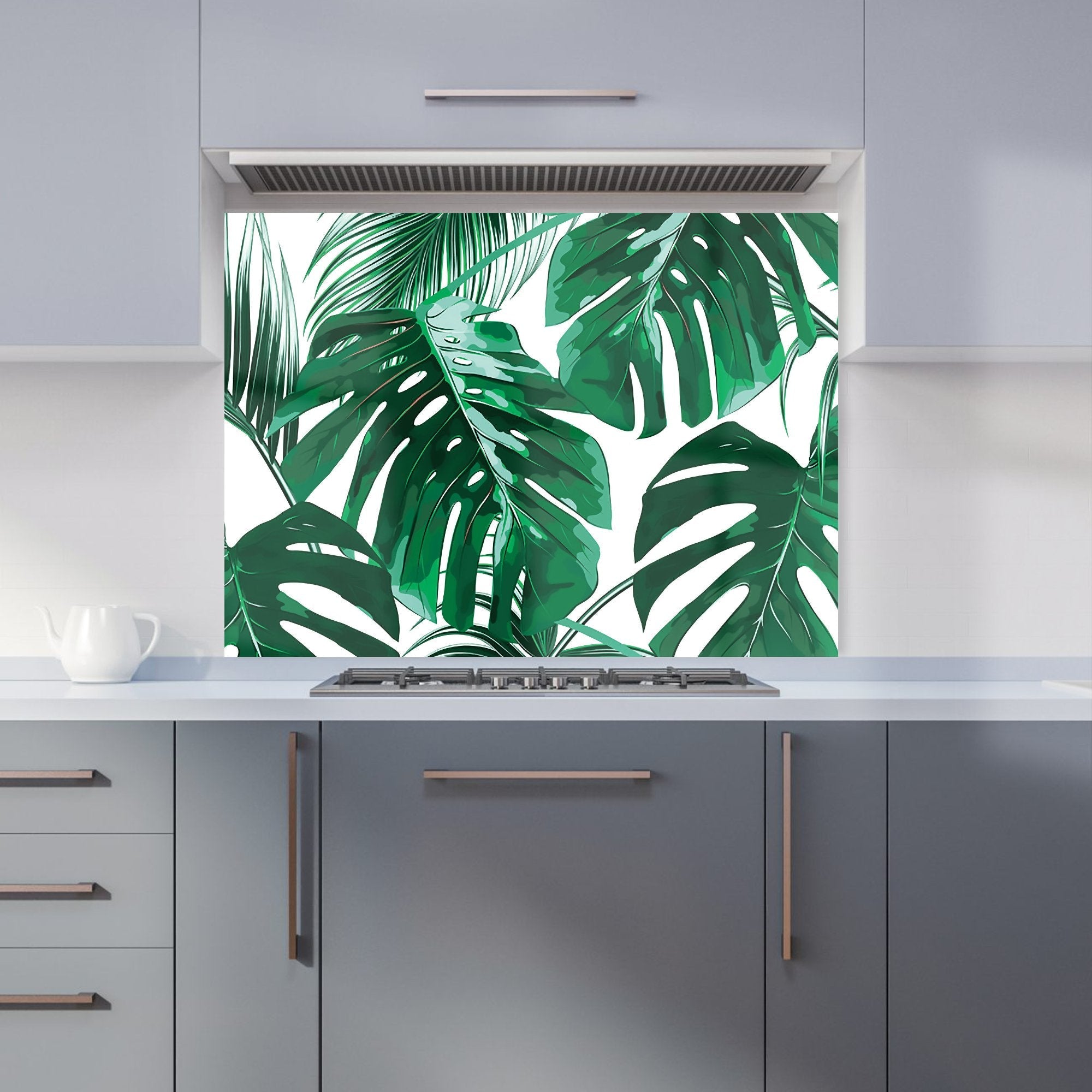 Tropical Jungle Leaf Pattern Kitchen Splashback