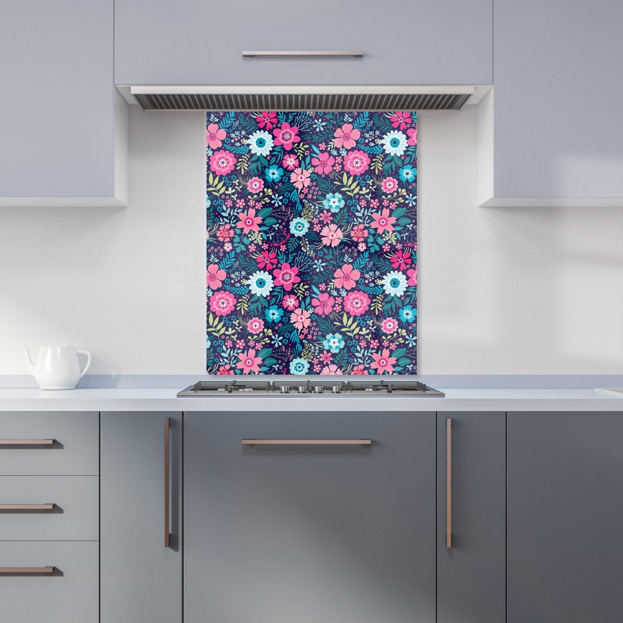 Cute Colourful Flower Pattern Kitchen Splashback