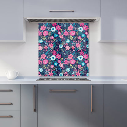 Cute Colourful Flower Pattern Kitchen Splashback