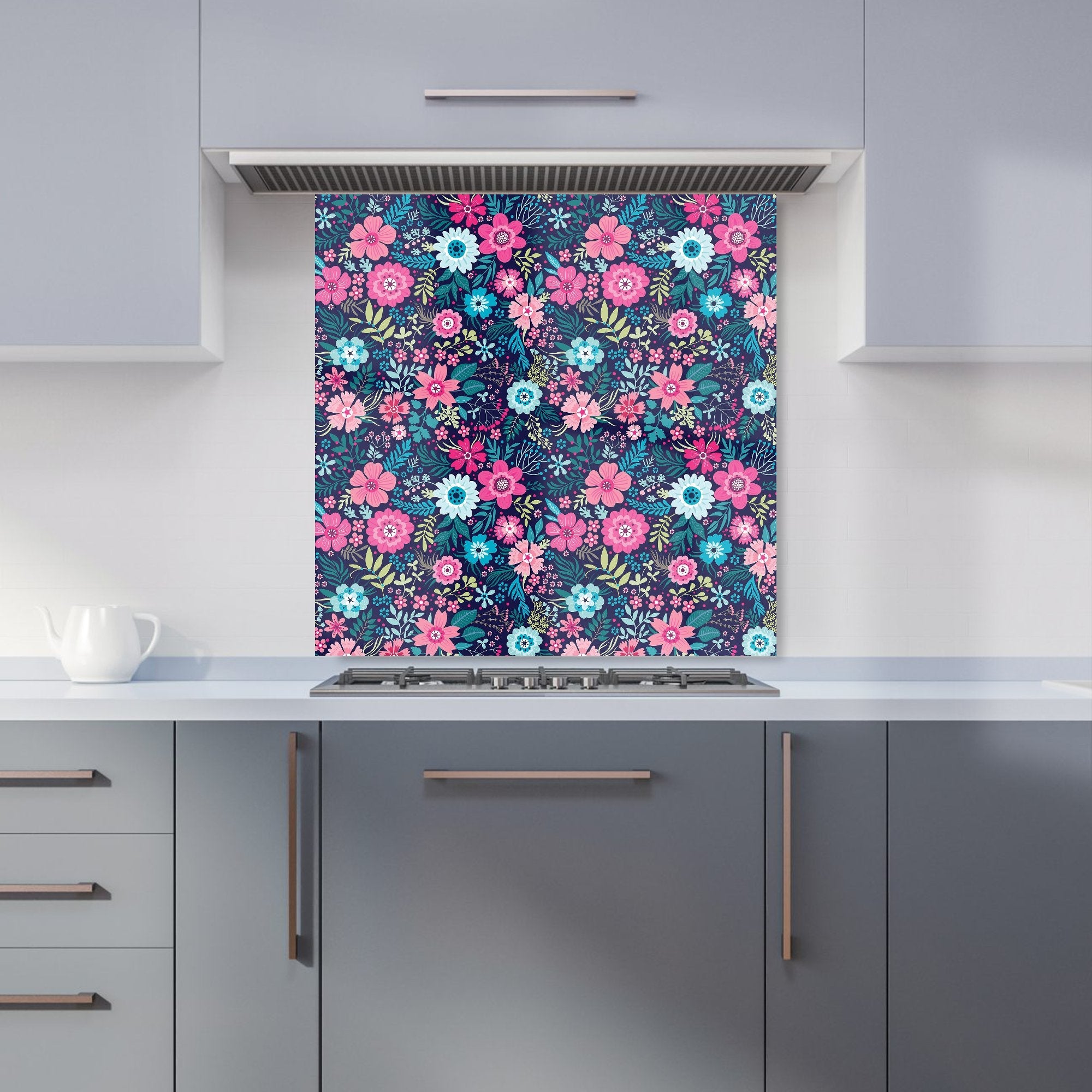 Cute Colourful Flower Pattern Kitchen Splashback
