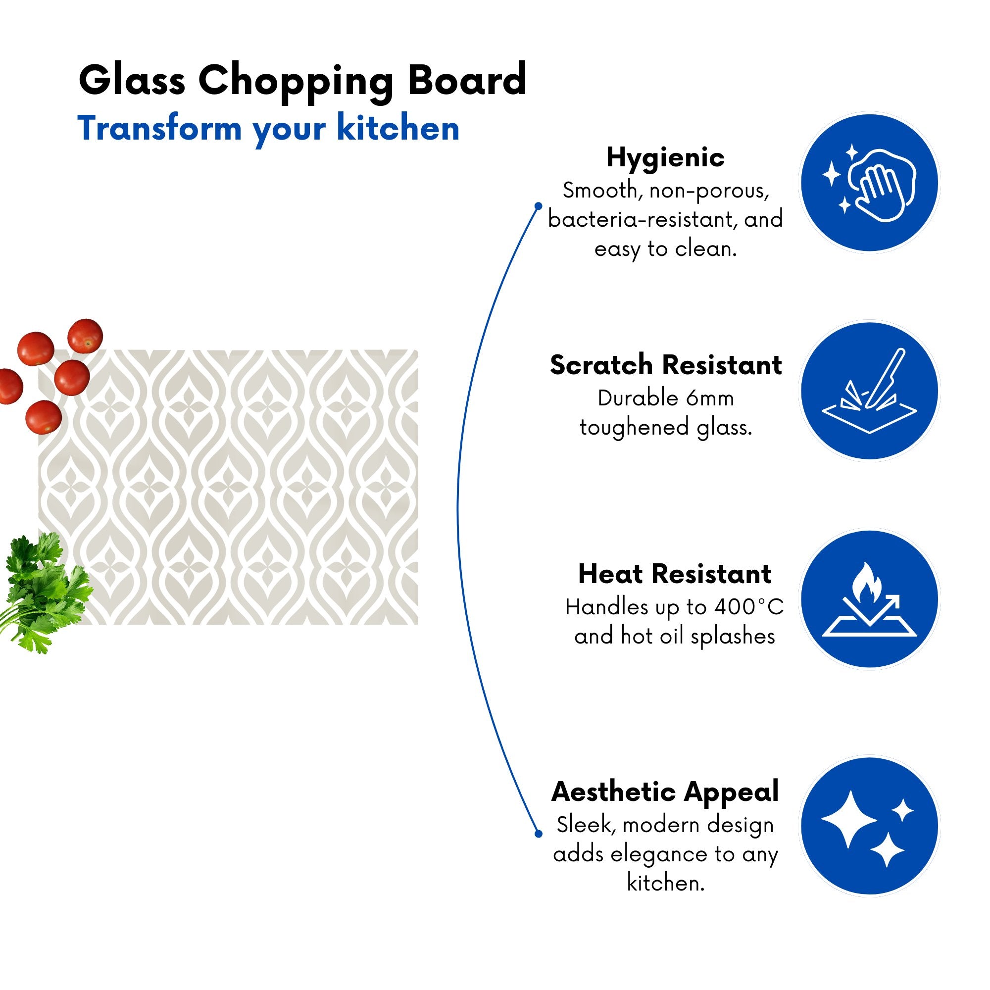 Abstract Ornament Pattern Glass Chopping Board