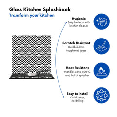 Black And White Abstract Pattern Kitchen Splashback