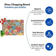 Hand Drawn Sleeping Doodle Faces Glass Chopping Board