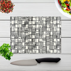 Irregular Sketched Block Textured Glass Chopping Board
