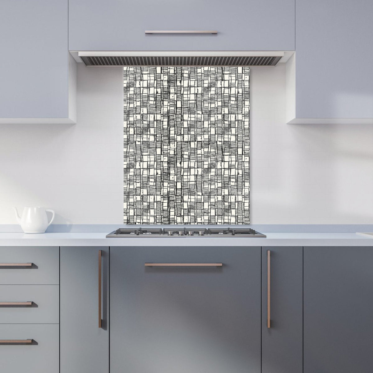 Irregular Sketched Block Textured Kitchen Splashback