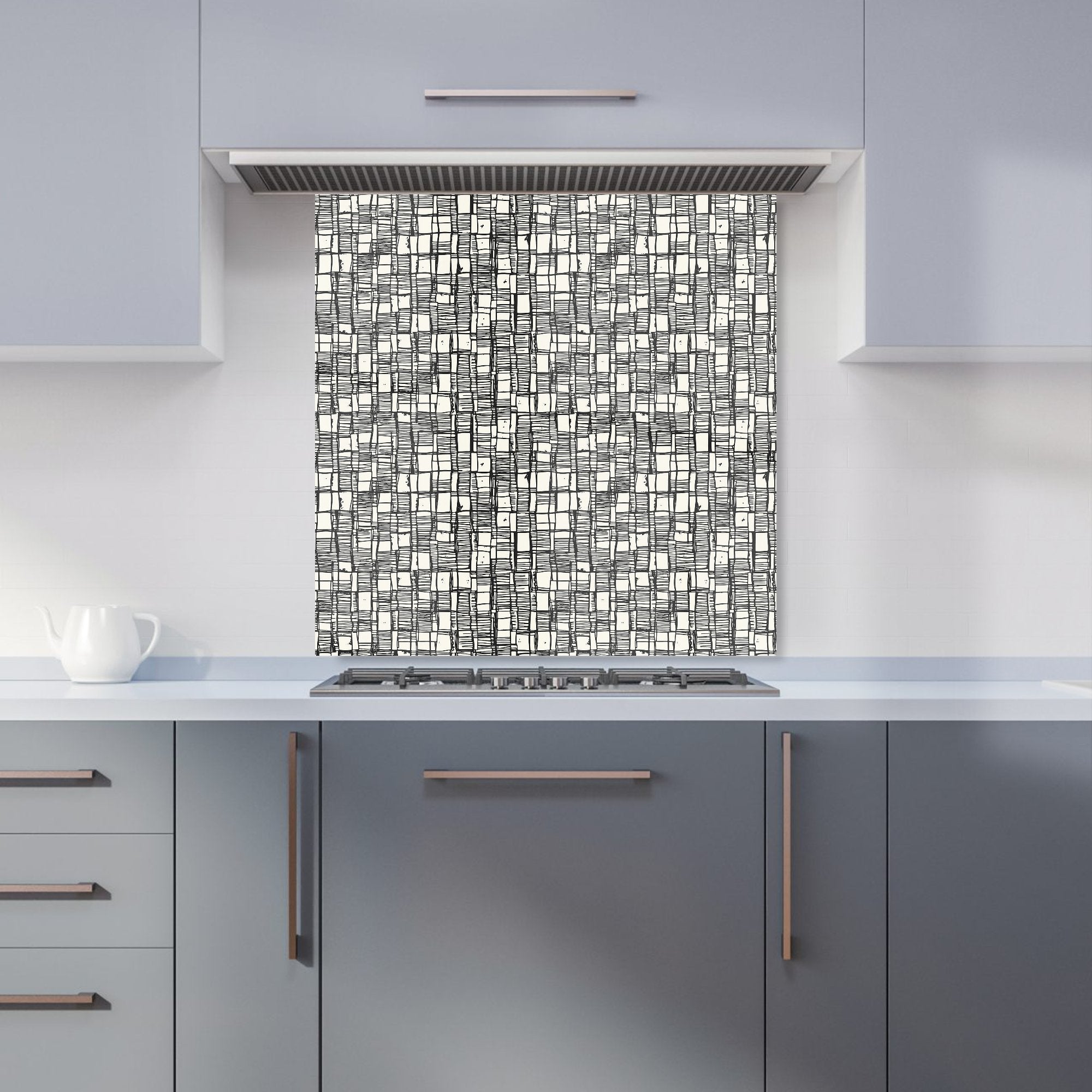 Irregular Sketched Block Textured Kitchen Splashback