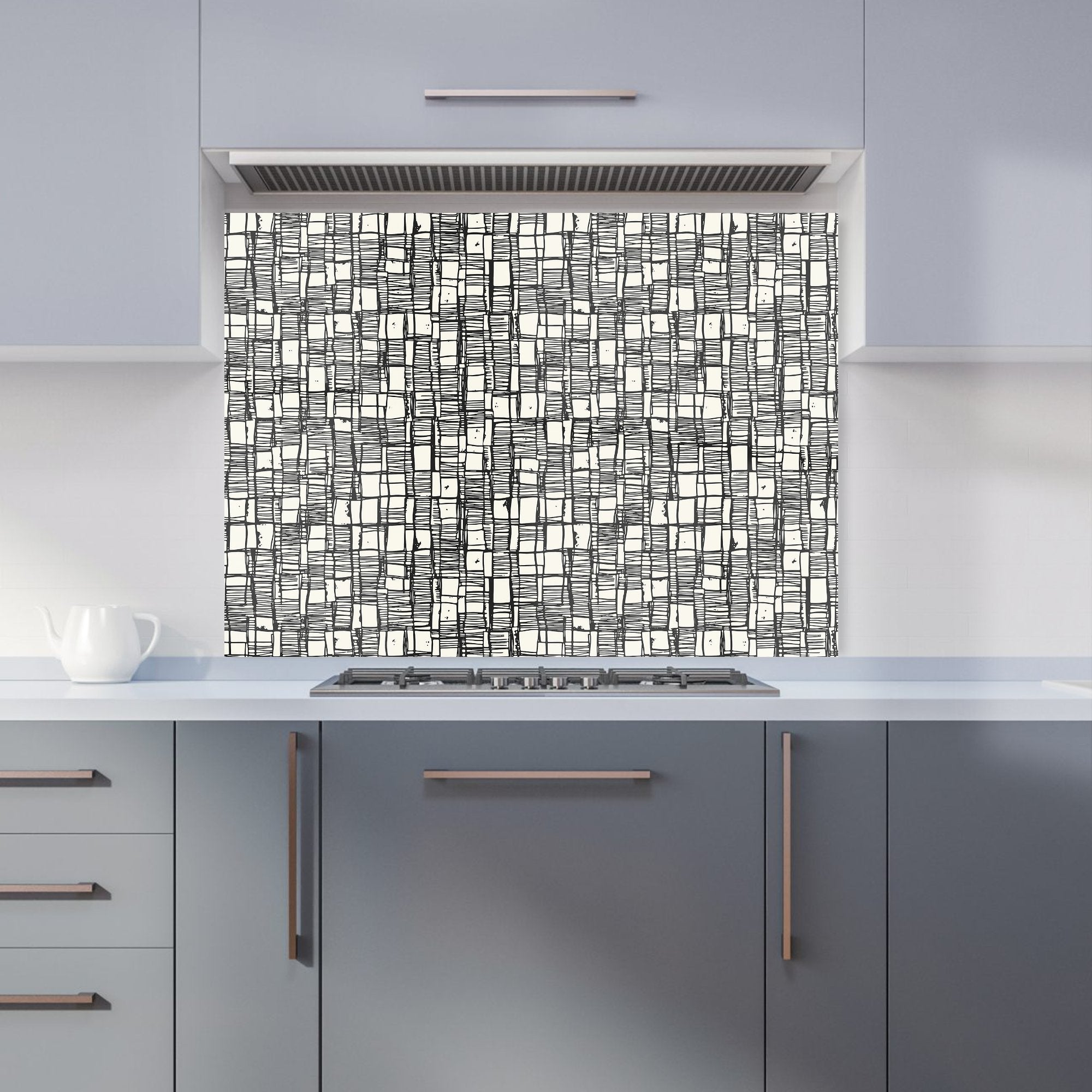 Irregular Sketched Block Textured Kitchen Splashback