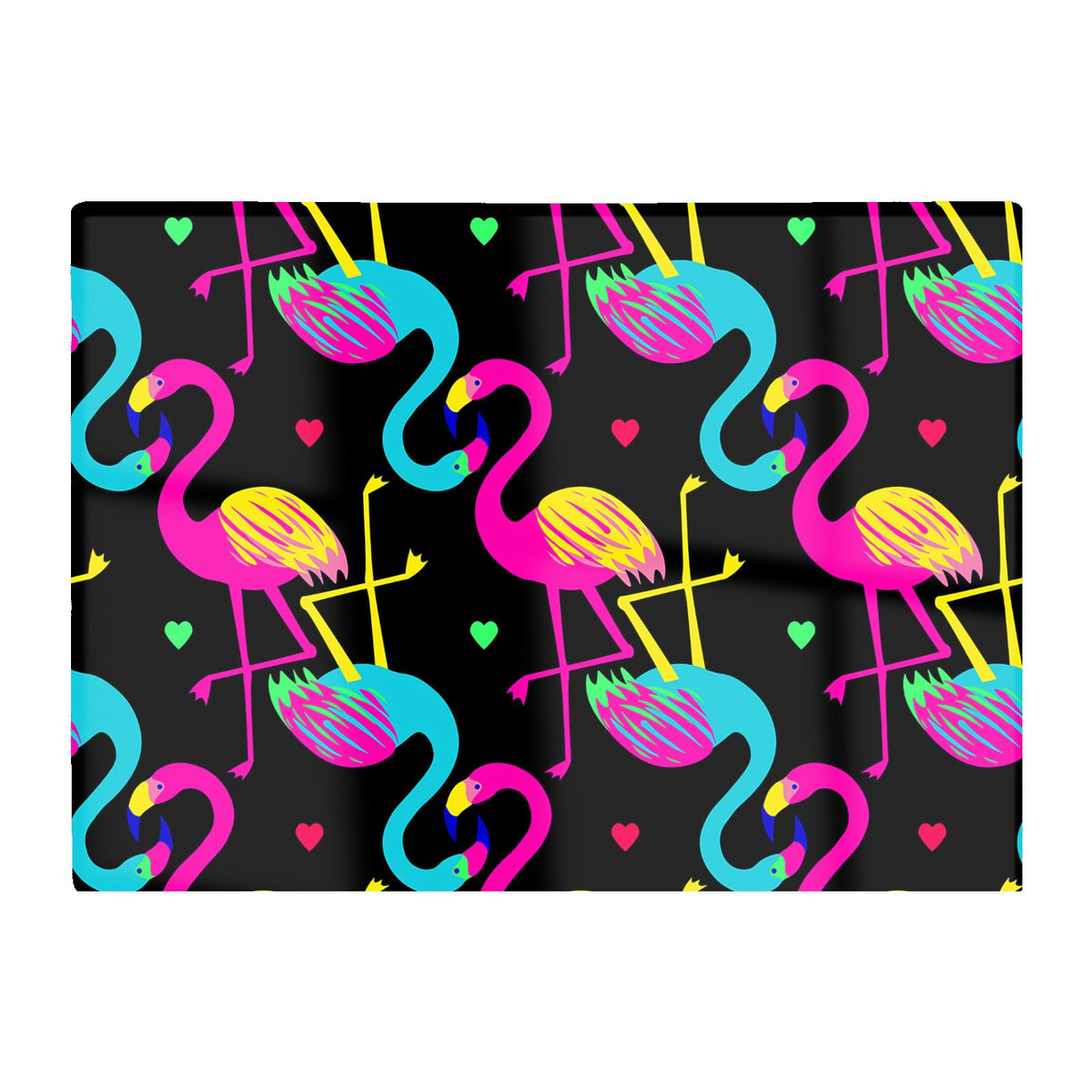 Vivid Flamingo Pattern Glass Chopping Board