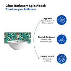 Geometric Pattern Design Glass Bathroom Splashback