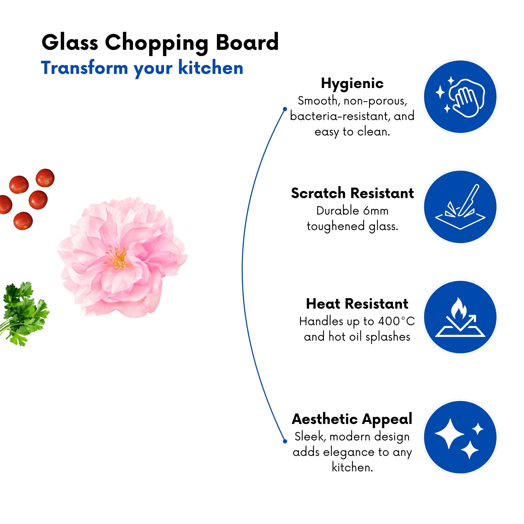Single Cherry Blossom Glass Chopping Board