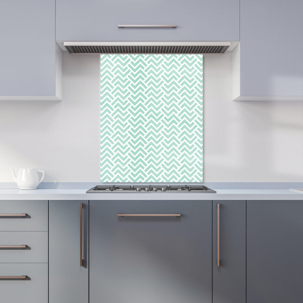 Green Geometric Pattern Kitchen Splashback