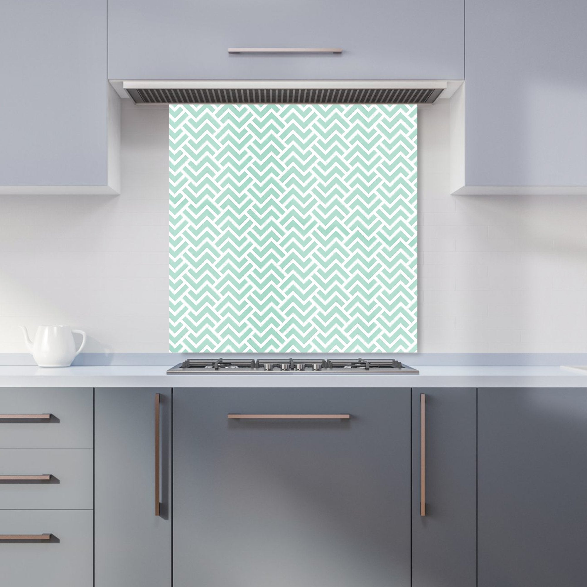 Green Geometric Pattern Kitchen Splashback
