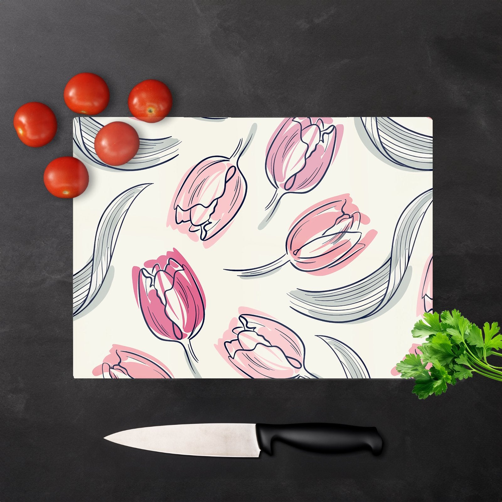 Tulips Glass Chopping Board