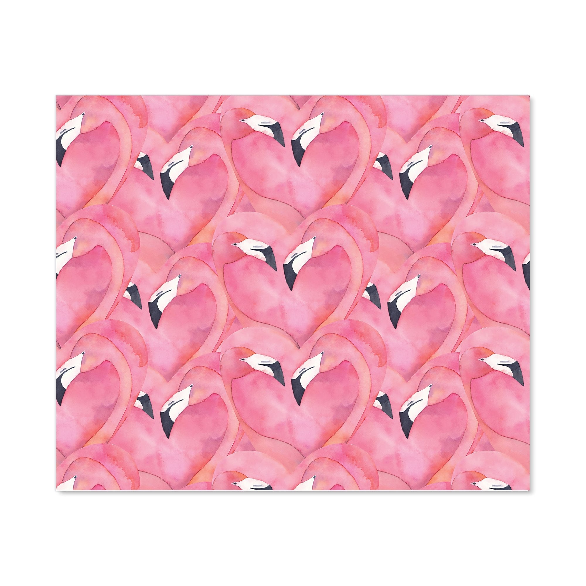 Watercolour Flamingo Hearts Kitchen Splashback