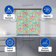 Bright Flower Sketch Kitchen Splashback