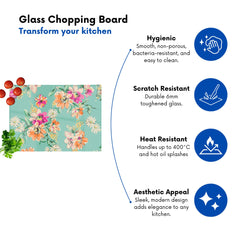 Bright Flower Sketch Glass Chopping Board