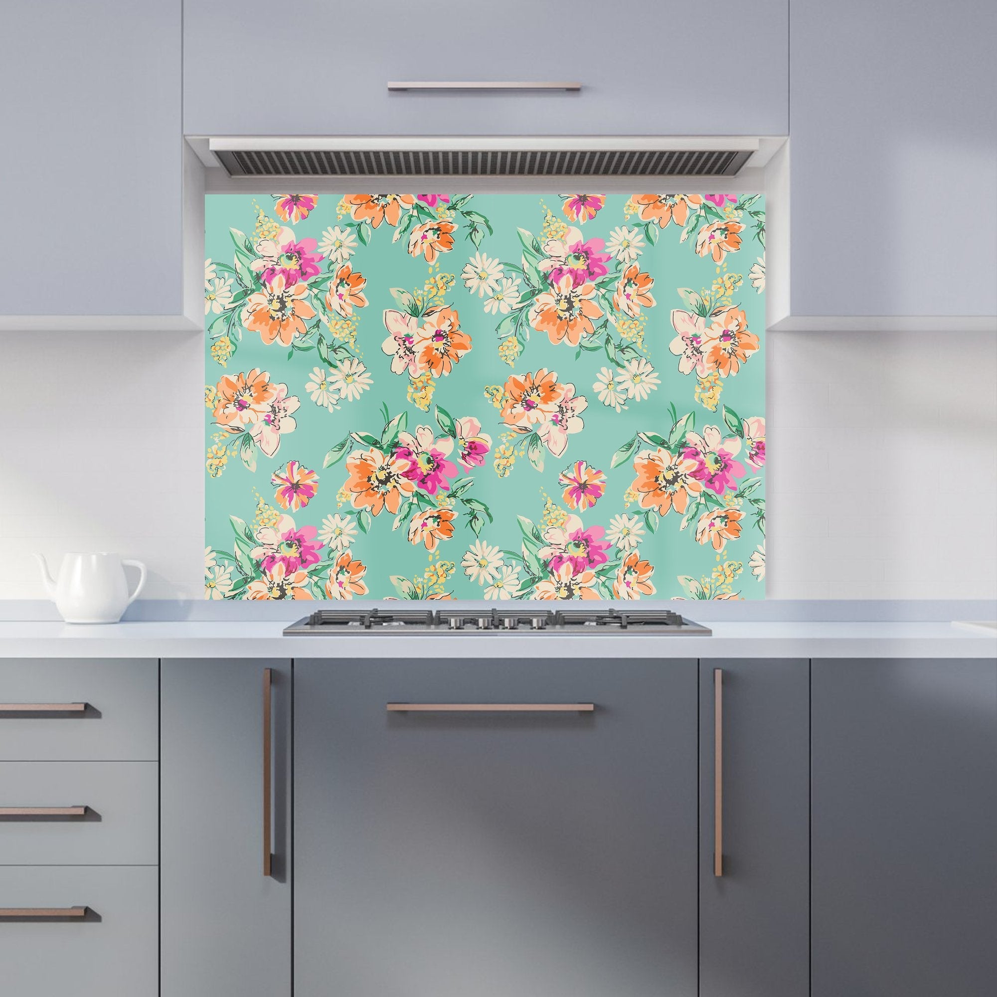 Bright Flower Sketch Kitchen Splashback