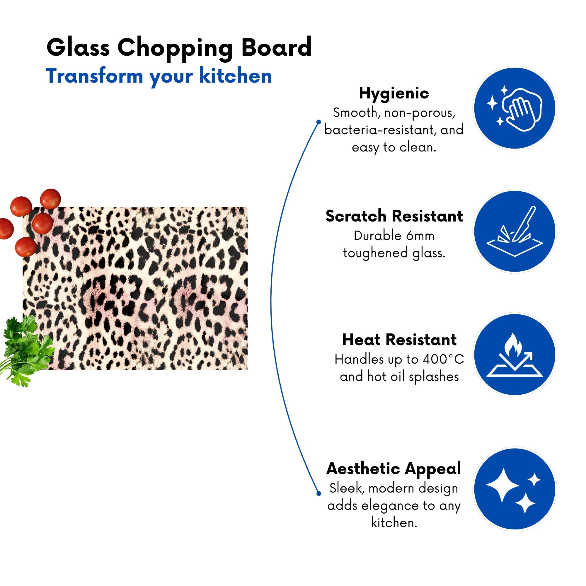 Leopard Hide Glass Chopping Board
