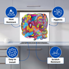 Motley Doodling Love Kitchen Splashback