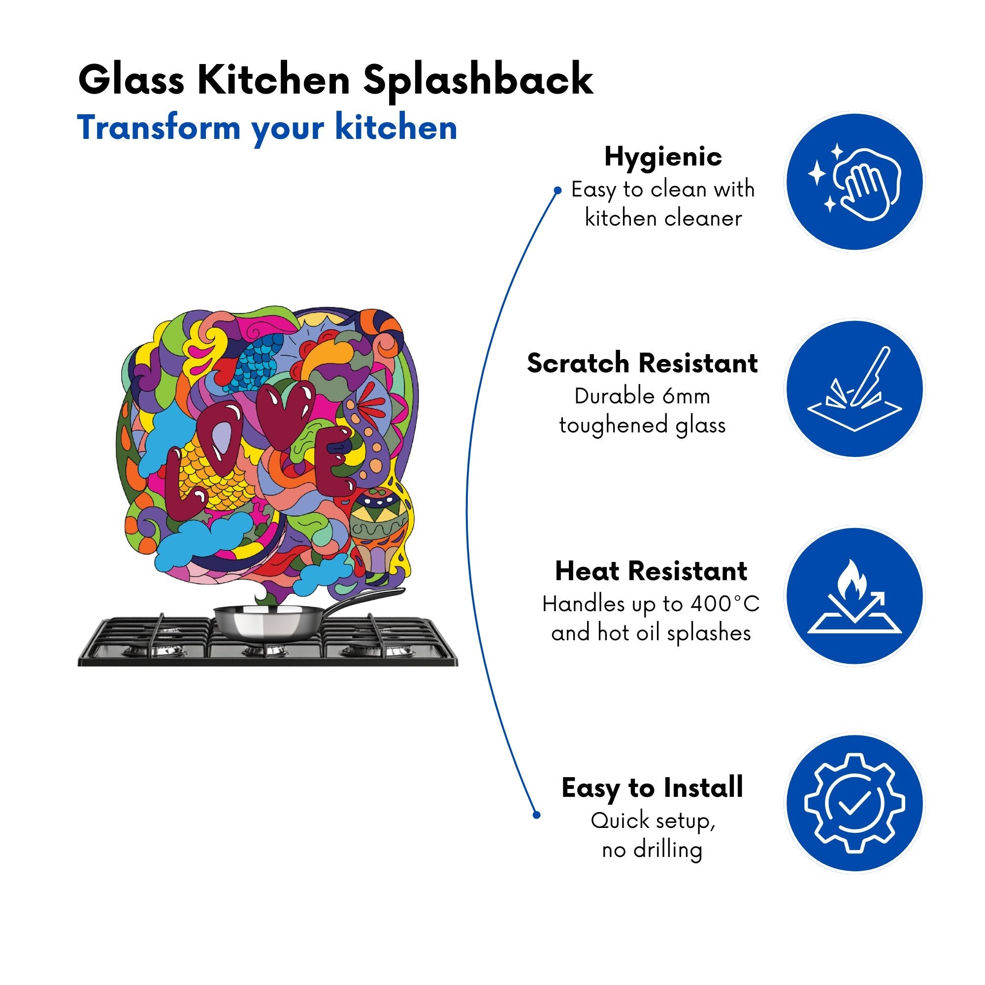 Motley Doodling Love Kitchen Splashback