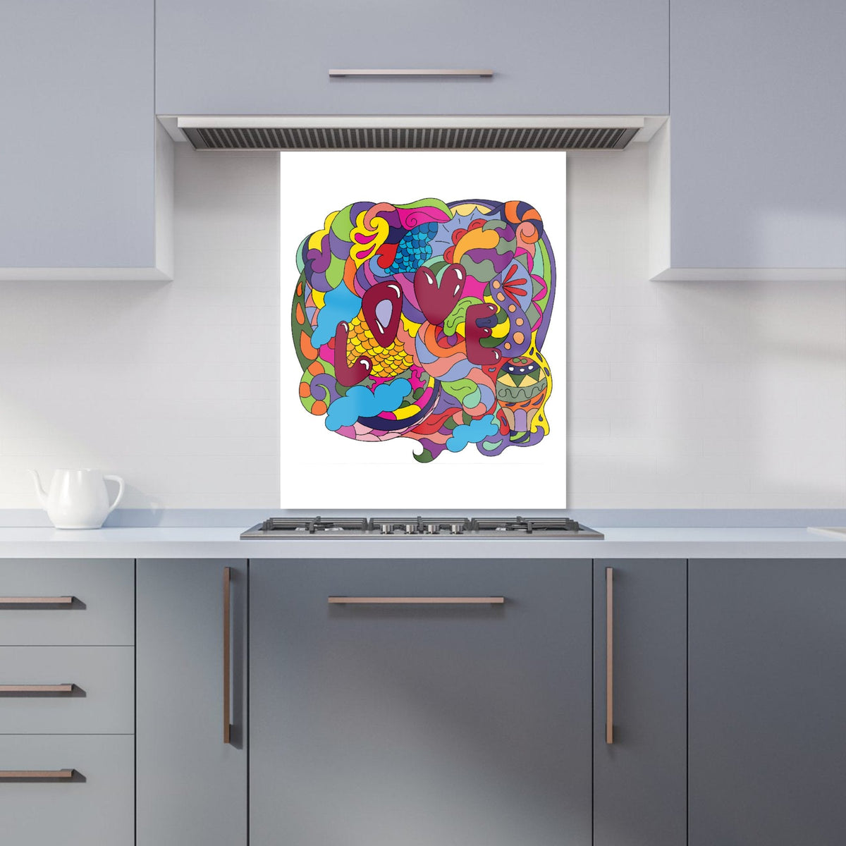 Motley Doodling Love Kitchen Splashback