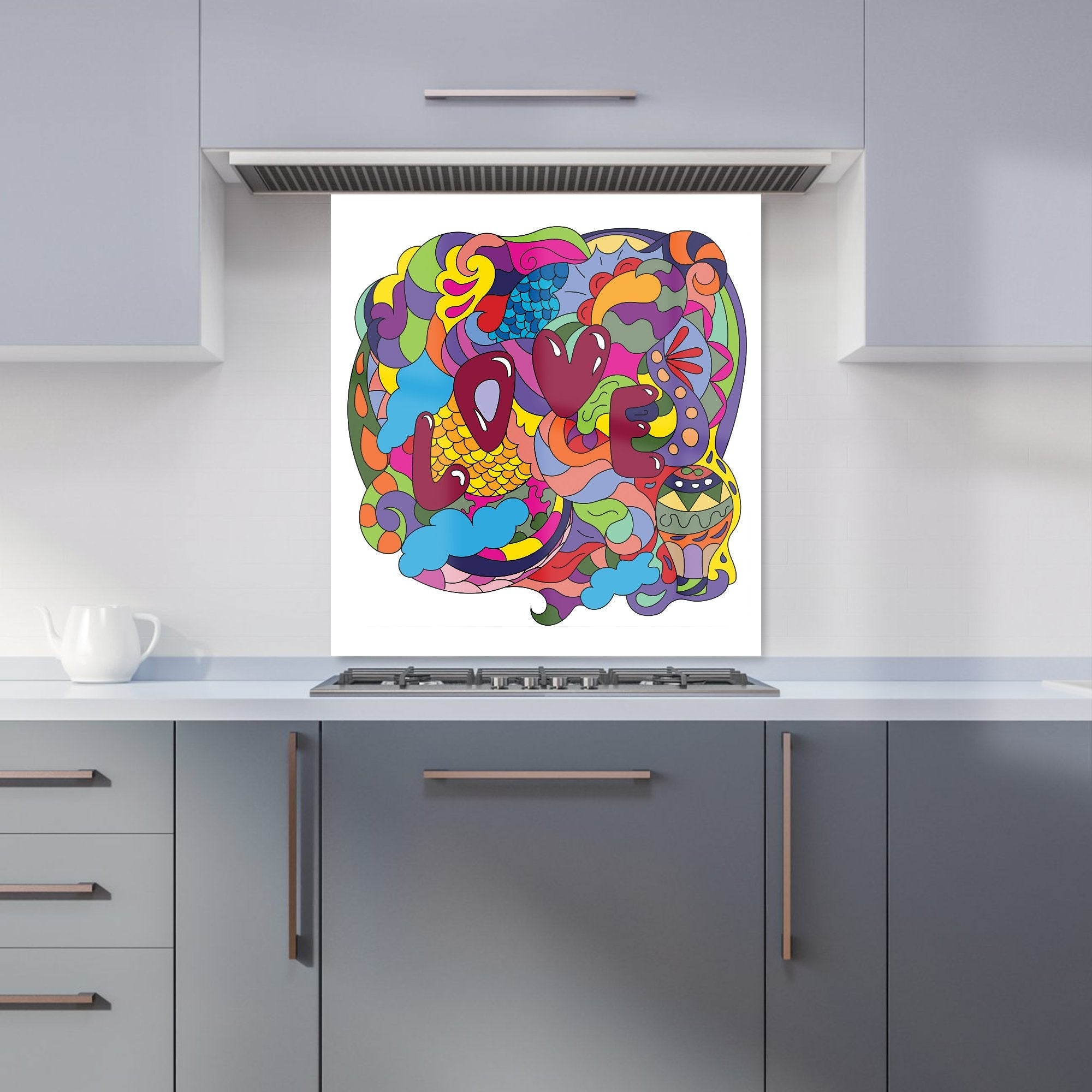 Motley Doodling Love Kitchen Splashback