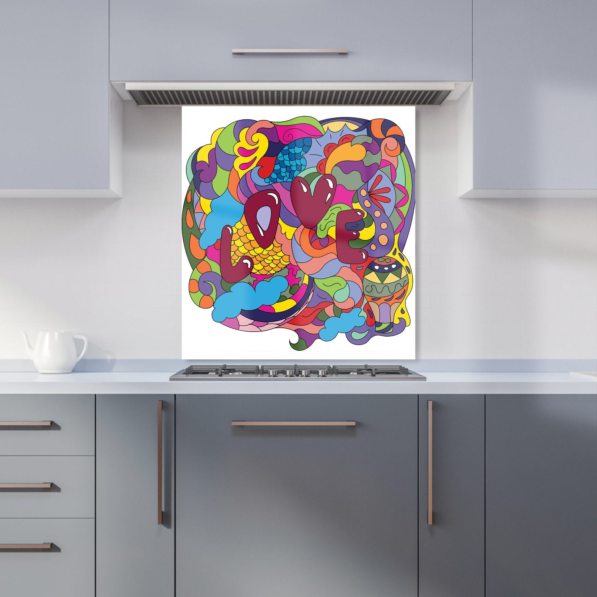 Motley Doodling Love Kitchen Splashback