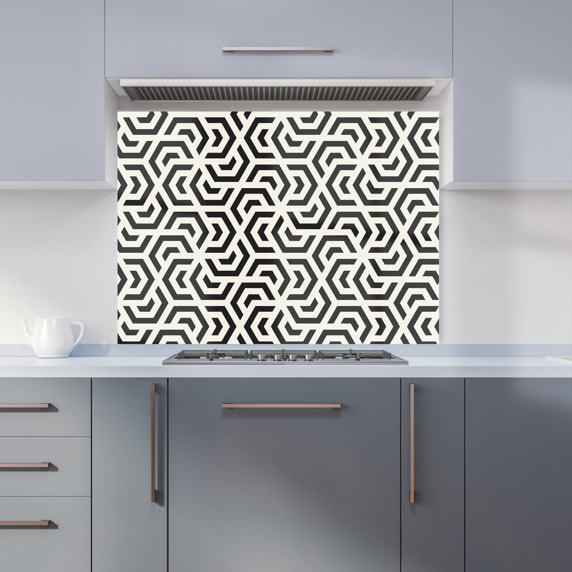Hexagonal Geometric Pattern Kitchen Splashback