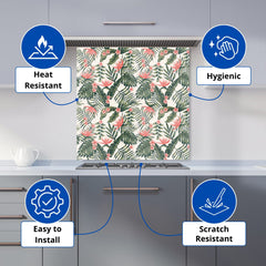 Dark Tropical Green Leaves Kitchen Splashback