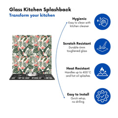 Dark Tropical Green Leaves Kitchen Splashback