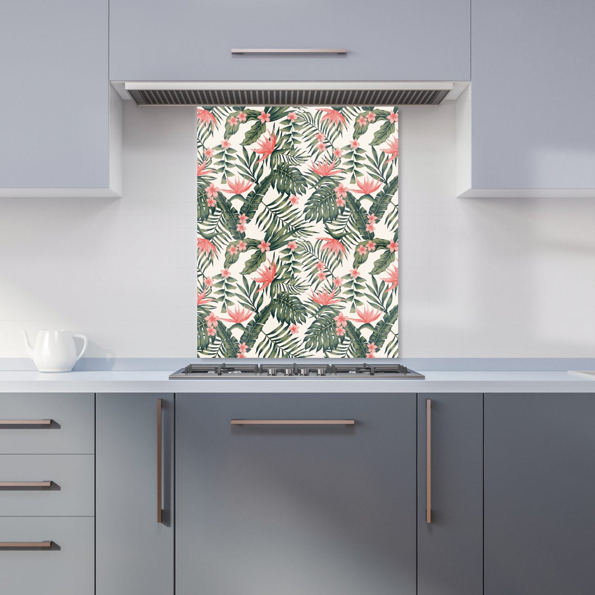 Dark Tropical Green Leaves Kitchen Splashback