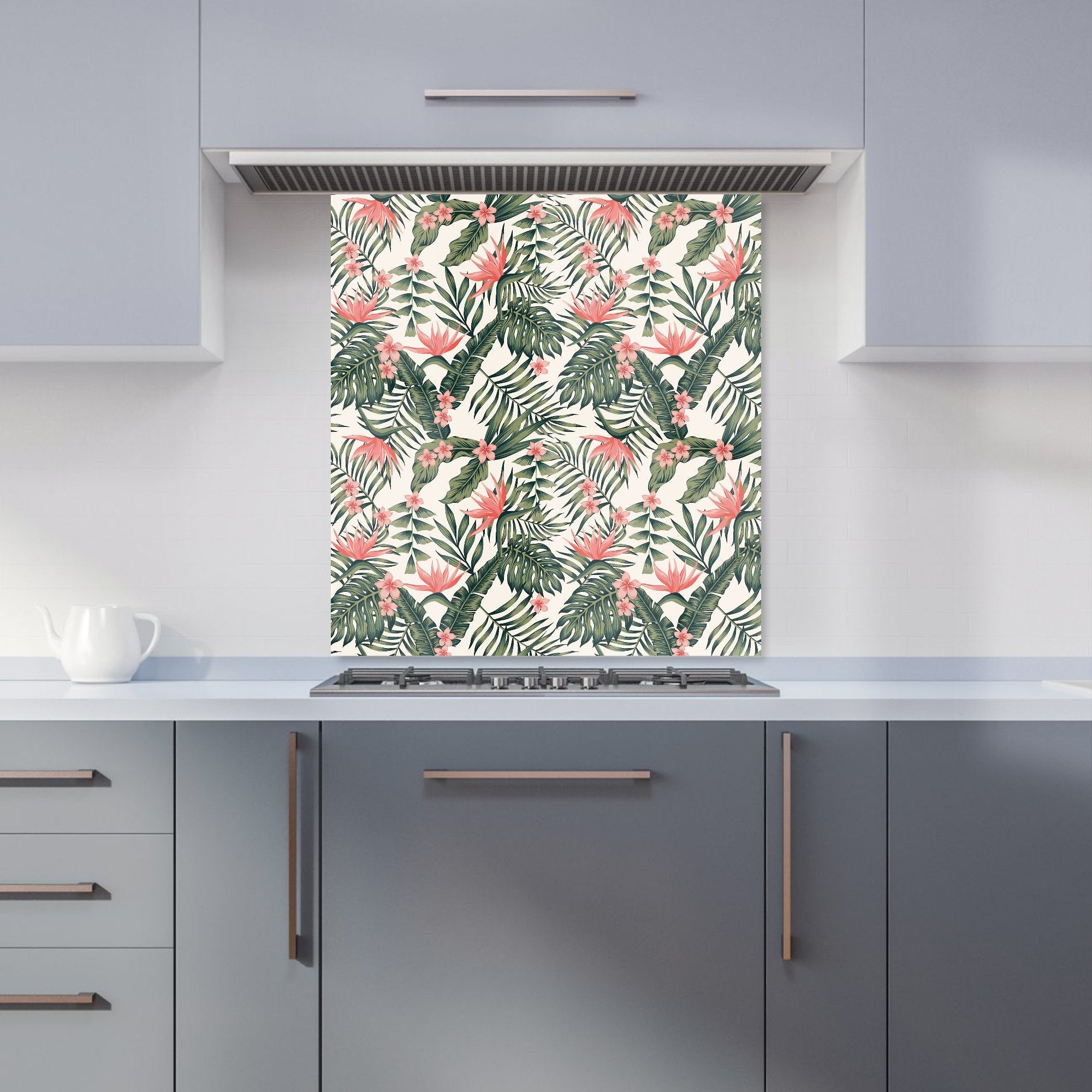 Dark Tropical Green Leaves Kitchen Splashback