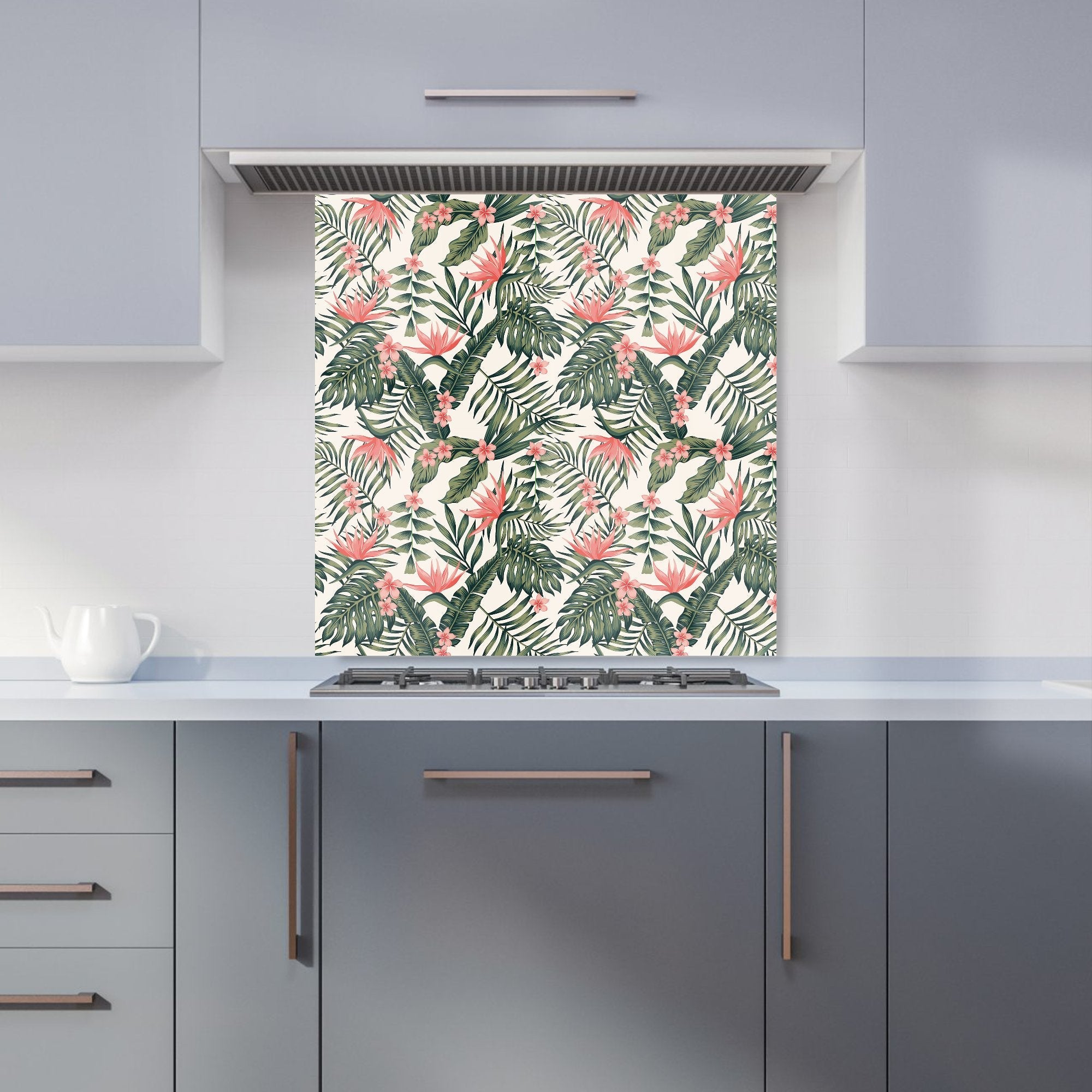 Dark Tropical Green Leaves Kitchen Splashback