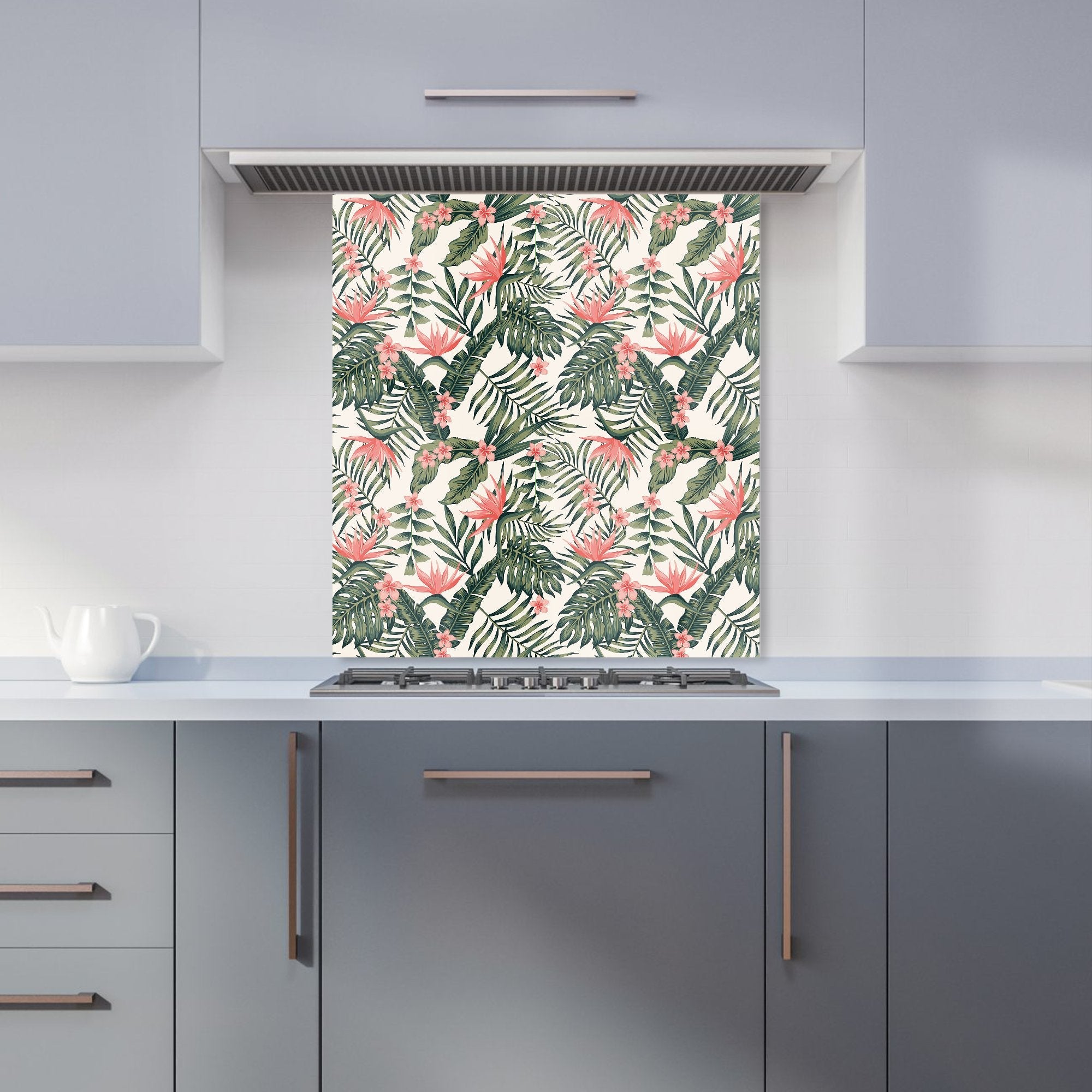 Dark Tropical Green Leaves Kitchen Splashback