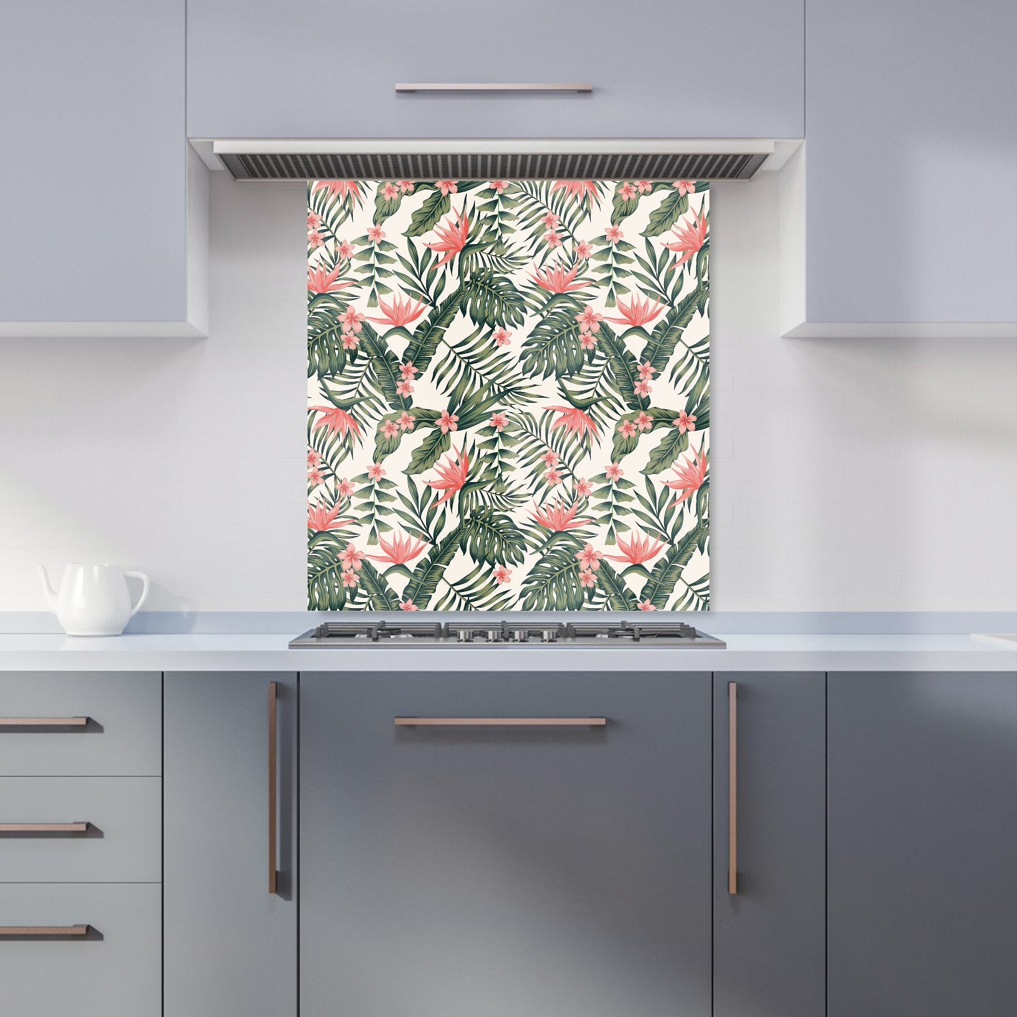 Dark Tropical Green Leaves Kitchen Splashback