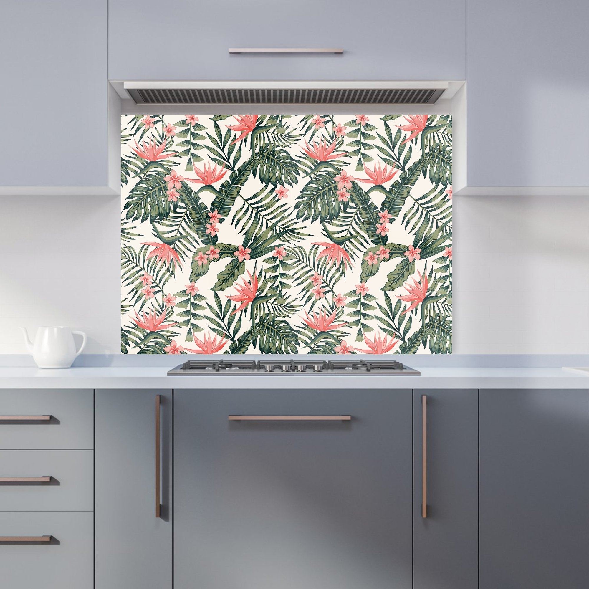 Dark Tropical Green Leaves Kitchen Splashback
