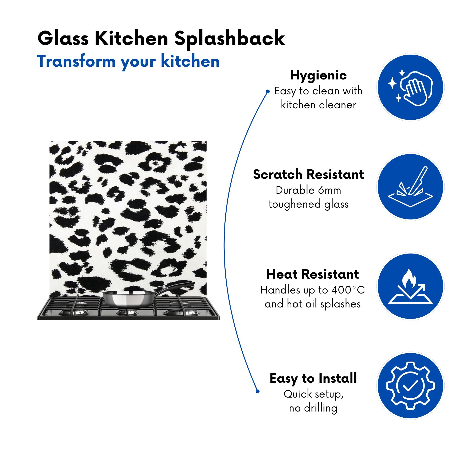 Black Leopard Print Kitchen Splashback