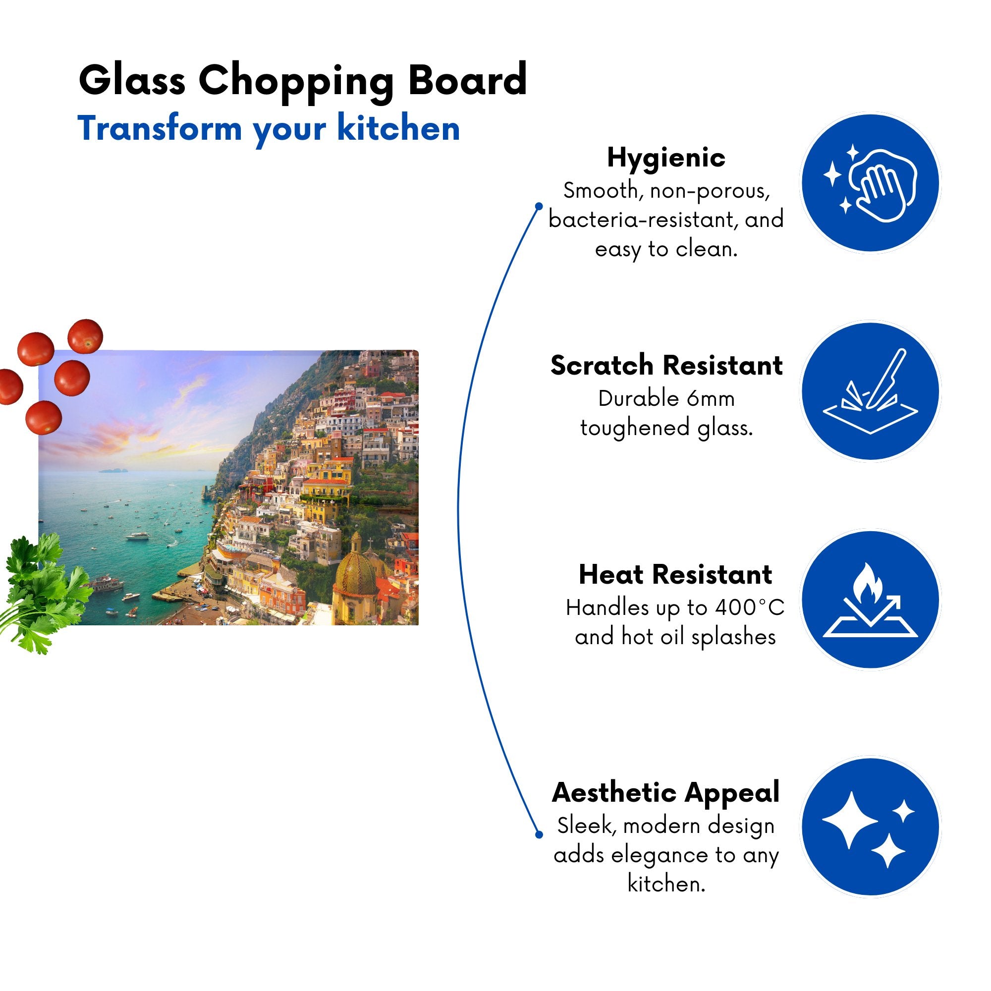 Positano Amalfi Glass Chopping Board