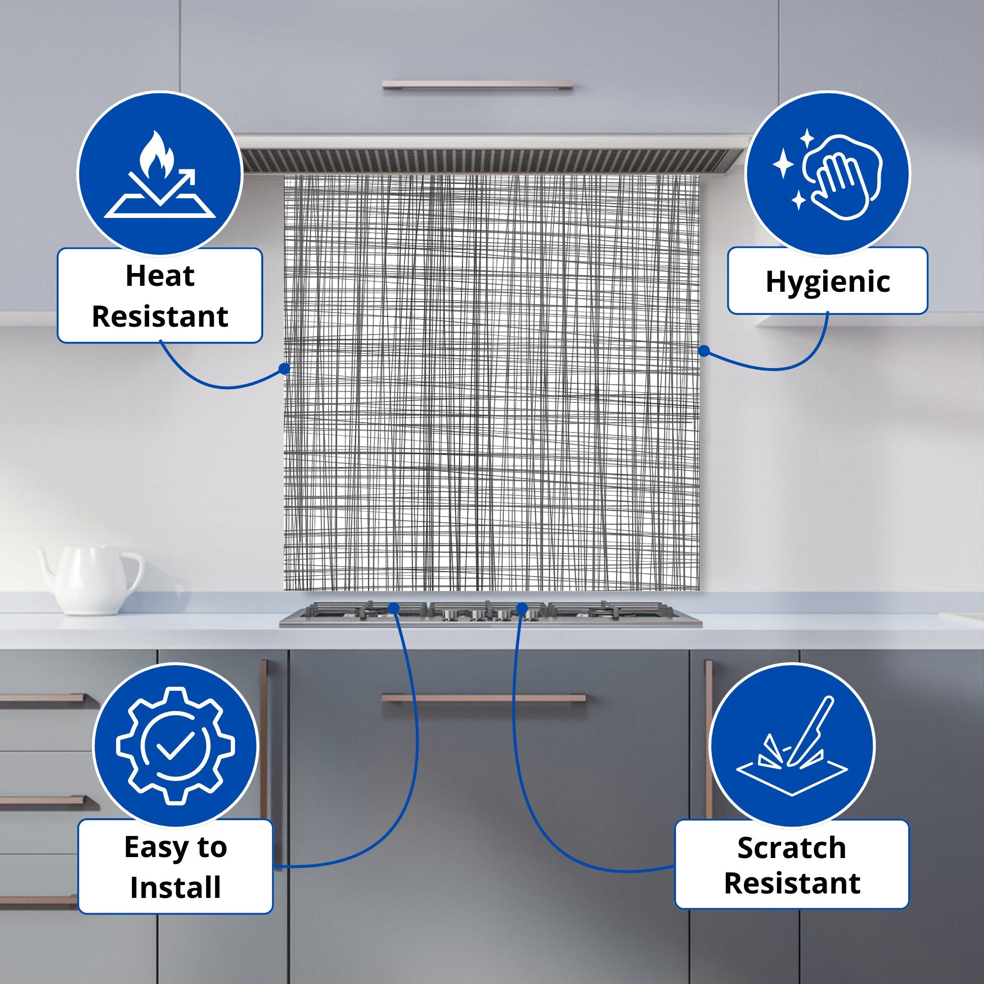 Monochrome Pencil Scribble Kitchen Splashback