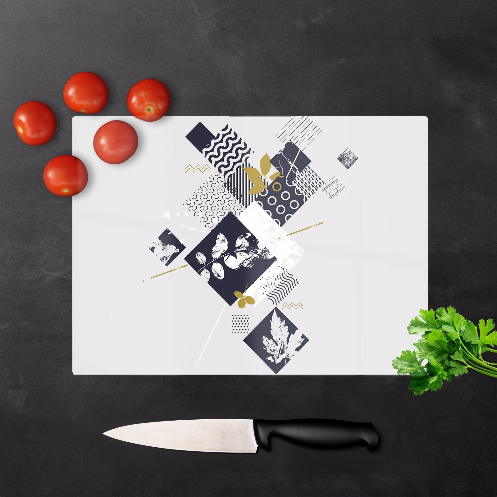 Abstract Botanical Glass Chopping Board