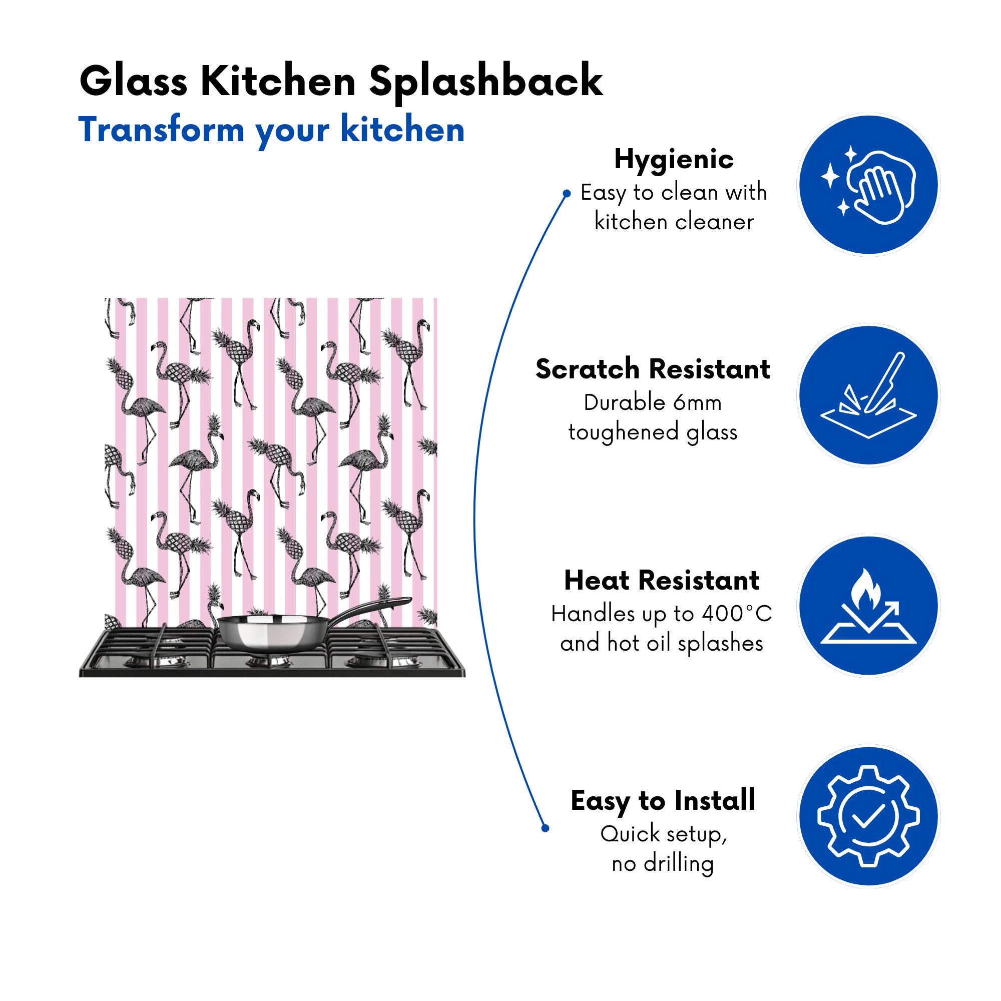 Pineapple Flamingo Kitchen Splashback