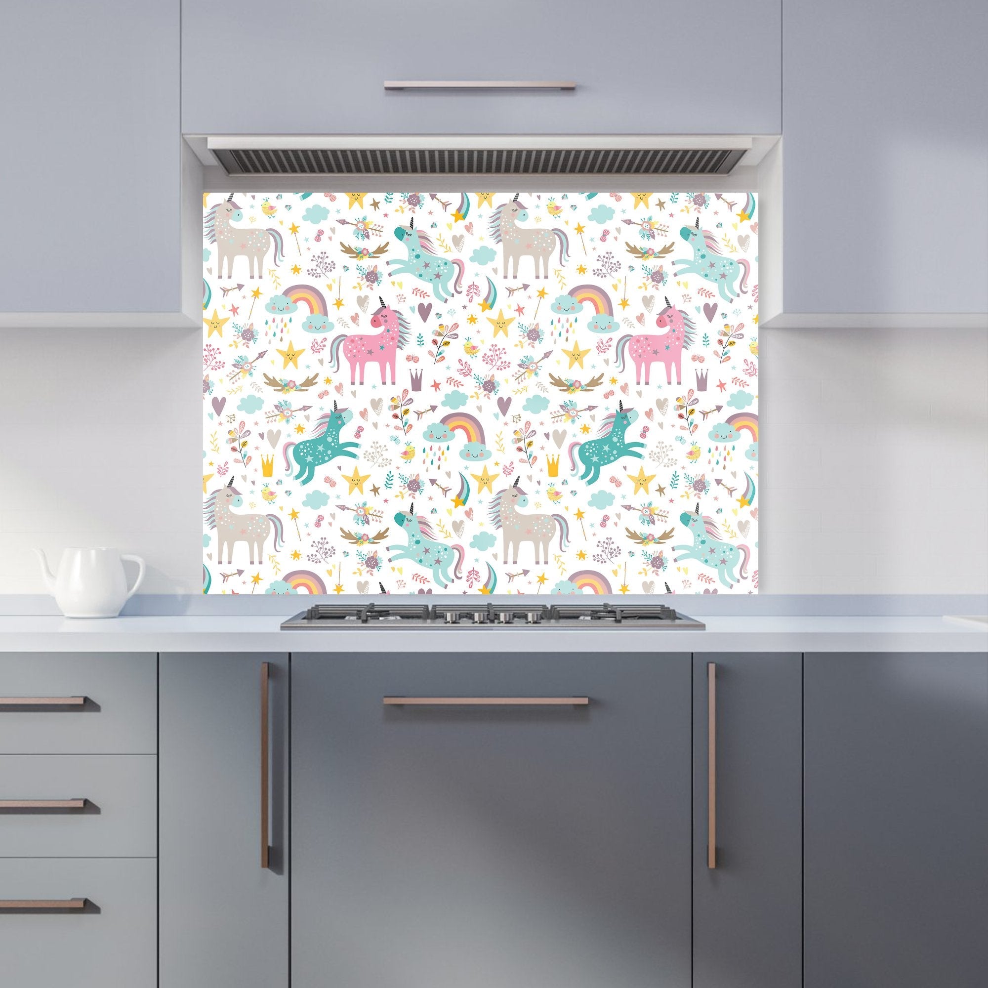 Unicorn And Rainbows Kitchen Splashback