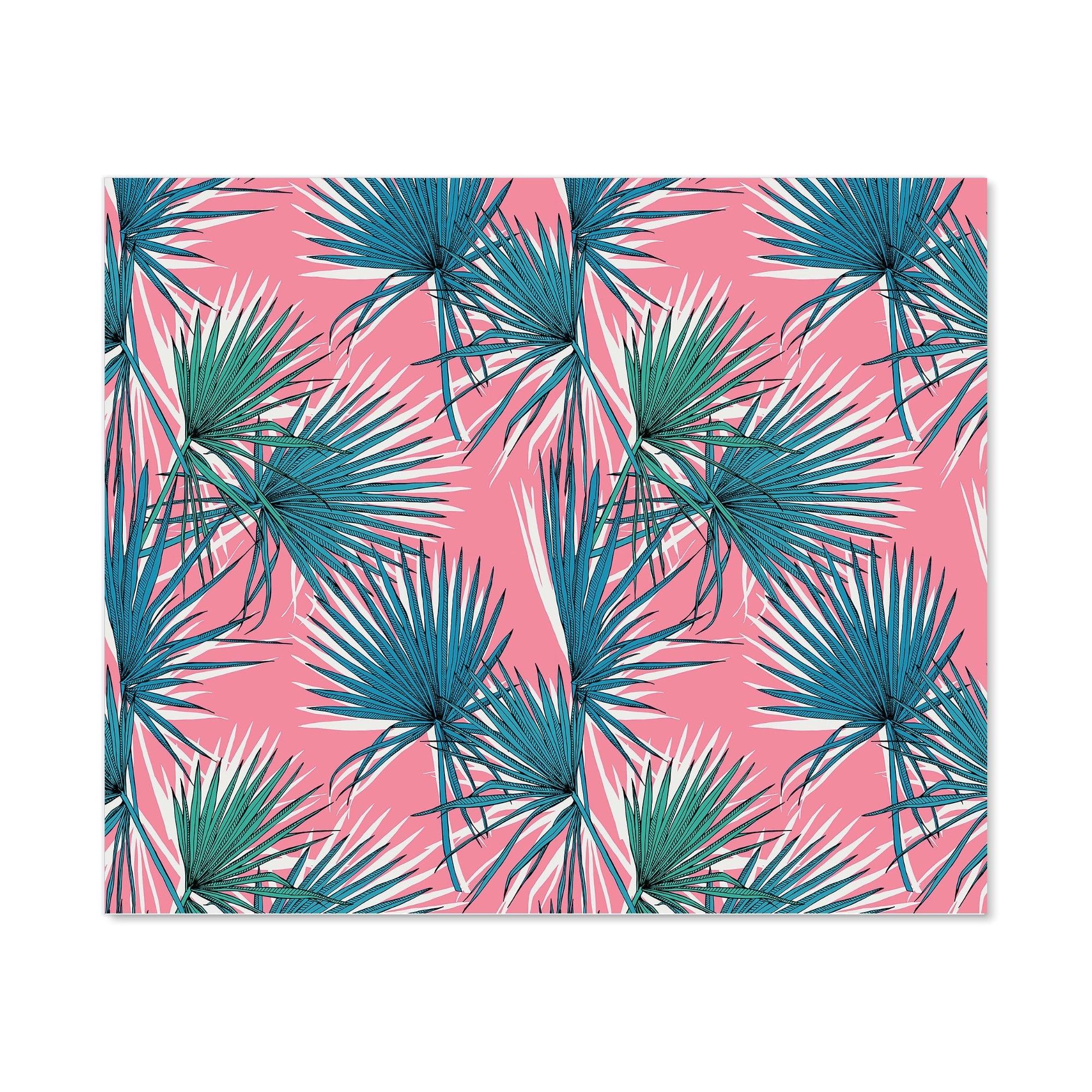 Pink Green Fan Palms Kitchen Splashback