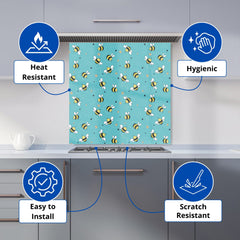 Hand Drawn Busy Bees Kitchen Splashback