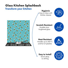 Hand Drawn Busy Bees Kitchen Splashback