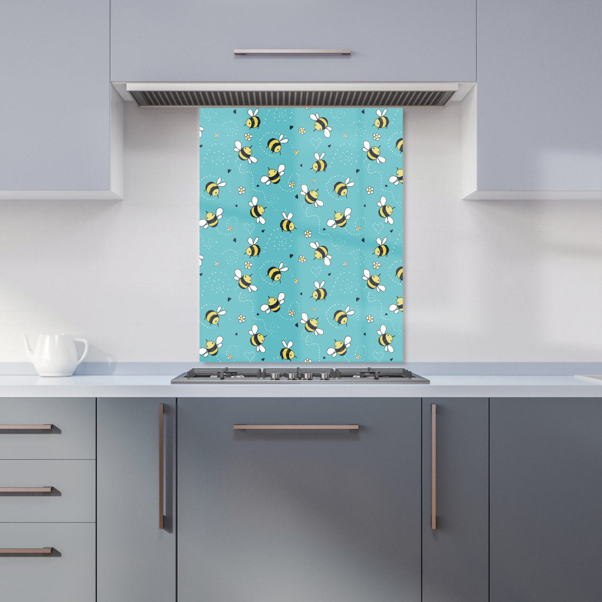 Hand Drawn Busy Bees Kitchen Splashback