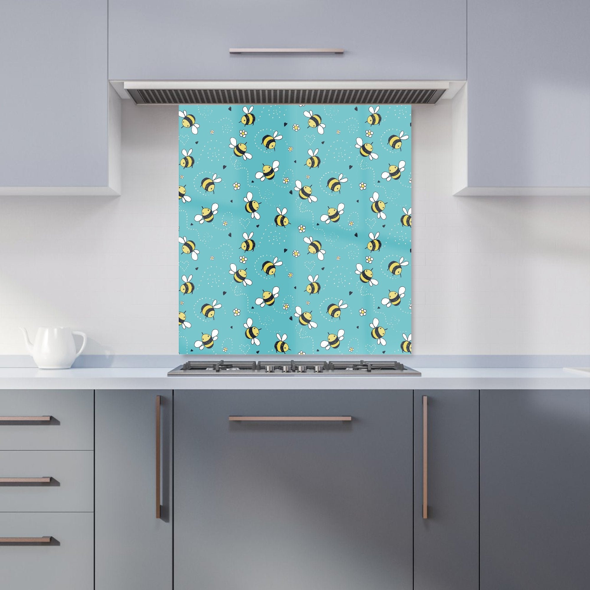Hand Drawn Busy Bees Kitchen Splashback