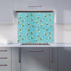 Hand Drawn Busy Bees Kitchen Splashback